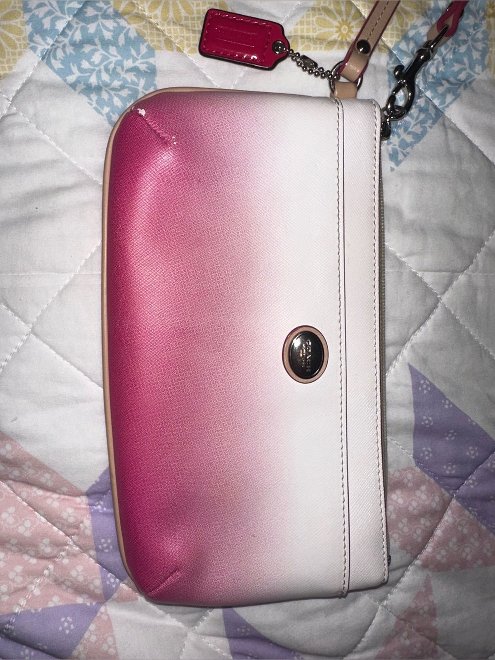Coach Pink to White Ombre Wristlet